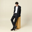 Blazer cintr&eacute; manches longues doubl&eacute; noir homme