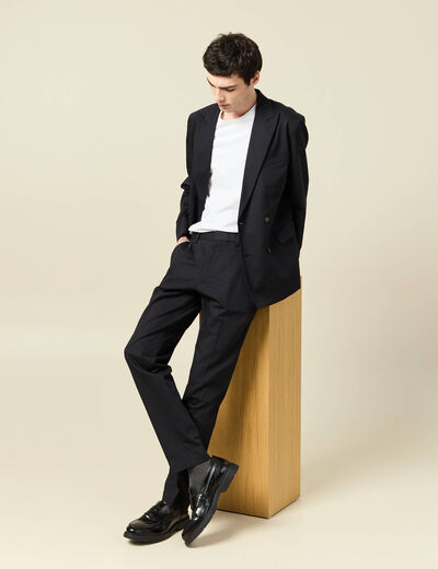 Blazer cintr&eacute; manches longues doubl&eacute; noir homme