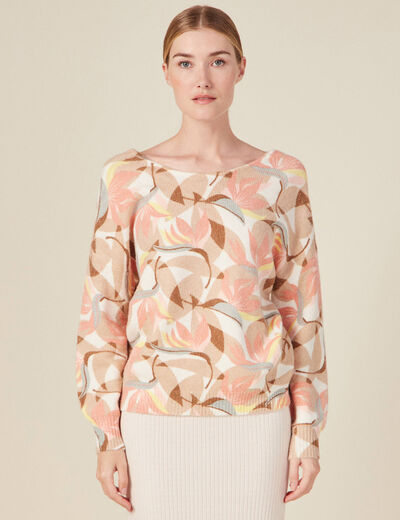 Pull manches longues beige femme