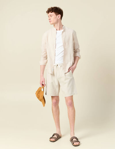 Bermuda droite à coulisse beige homme