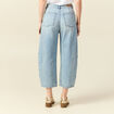 Jeans slouchy brodé 7/8ème denim bleach femme