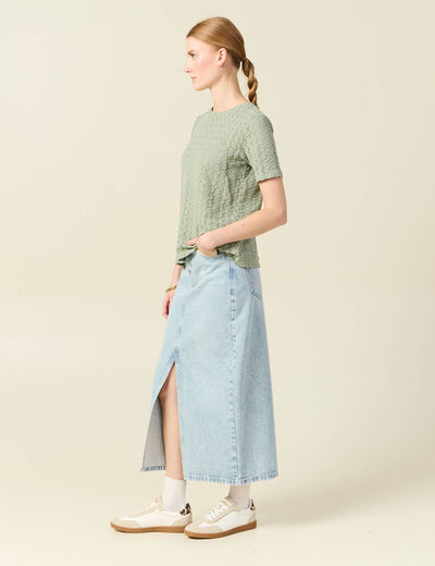 T-shirt manches courtes vert olive femme