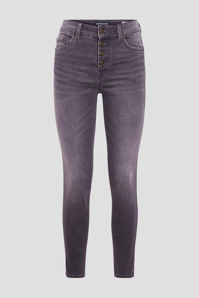 Jeans ultra stretch denim gris femme
