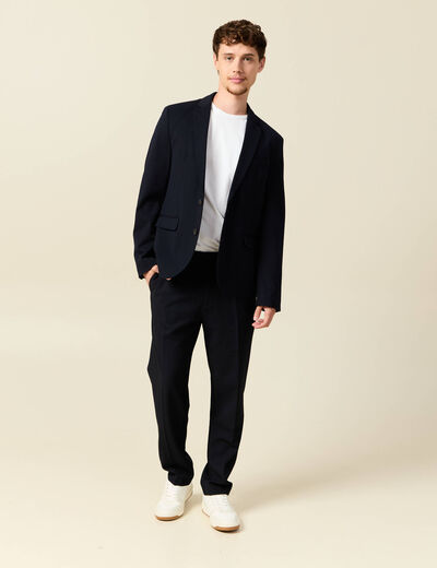 Pantalon droit longueur 32 bleu marine homme