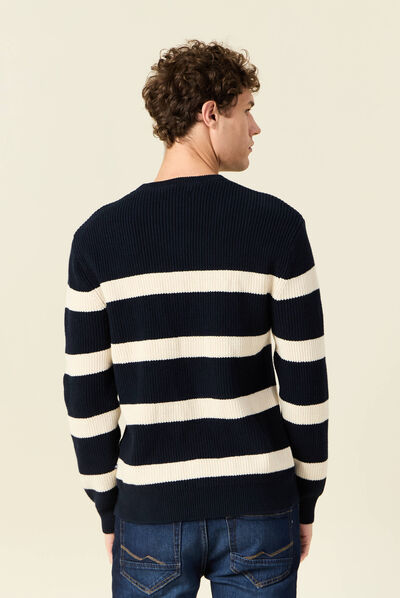 Pull manches longues bleu foncé homme