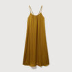 Robe bretelle satin&eacute;e col rond vert olive femme