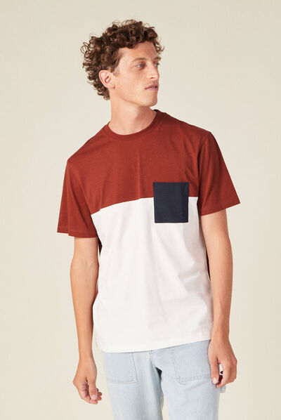T-shirt éco-responsable marron cognac homme