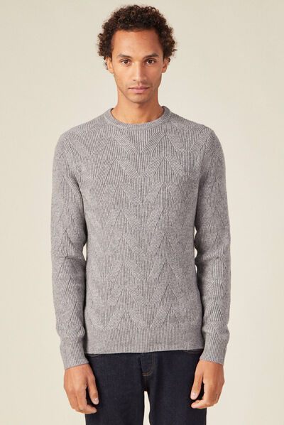 Pull manches longues gris homme