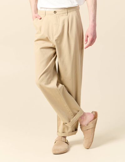 Pantalon chino à pinces sable homme