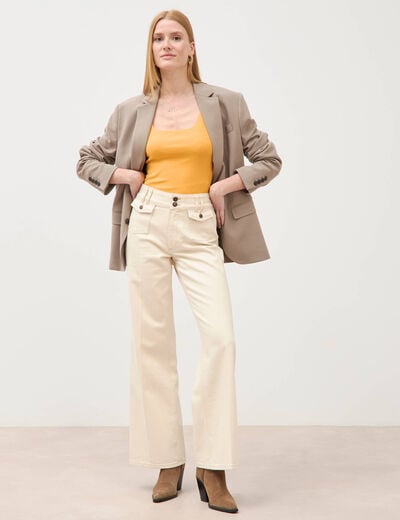 Jeans bootcut taille haute denim blanc femme