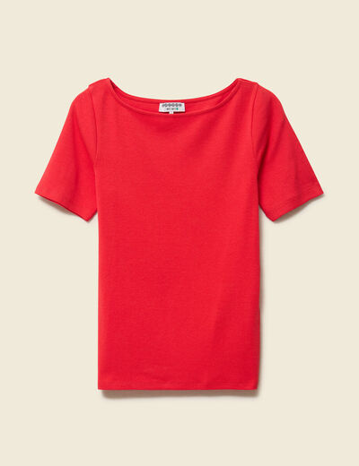 T-shirt ajust&eacute; manches courtes rouge fonc&eacute; femme