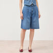 Bermuda jeans large taille haute denim used femme