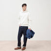 Sweat &agrave; capuche manches longues ecru homme
