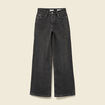 Jeans large taille haute denim snow gris femme