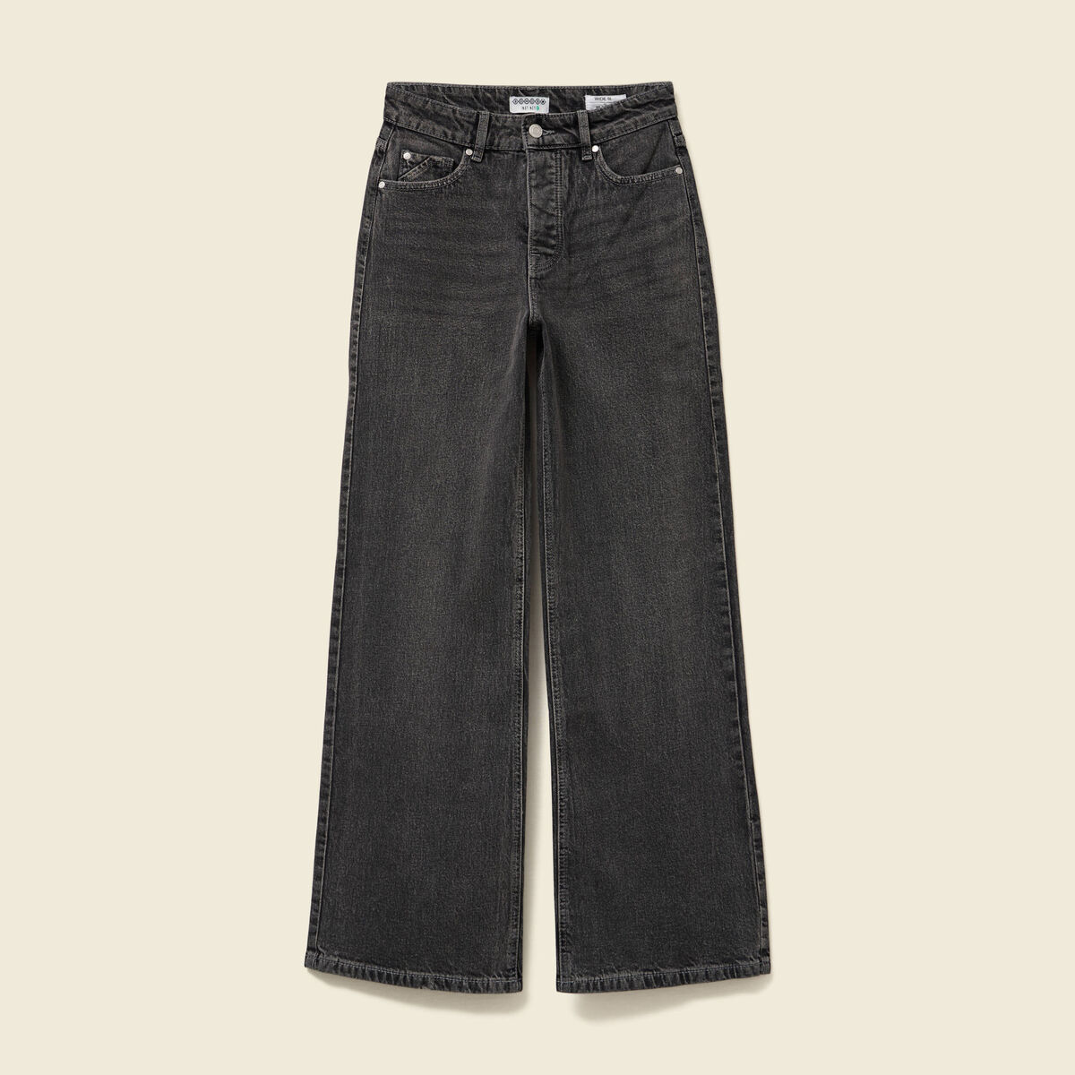 Jeans large taille haute denim snow gris femme