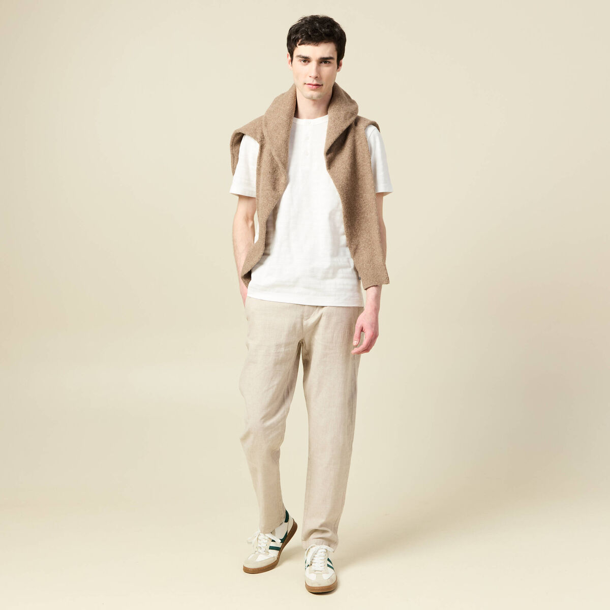 Chino coupe droite longueur 32 beige homme