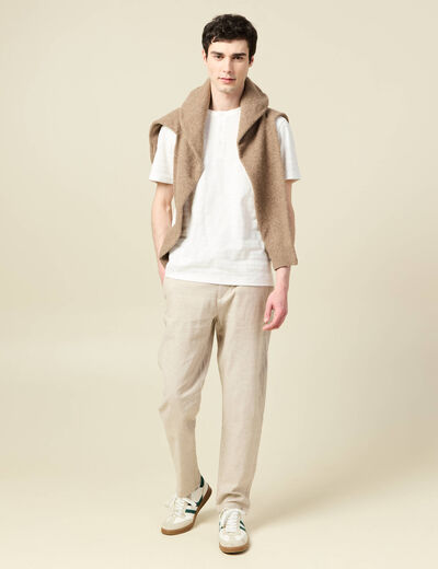 Chino coupe droite longueur 32 beige homme