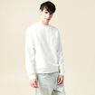 Sweat col rond manches longues en coton ecru homme