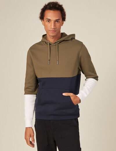Sweat à capuche taupe homme