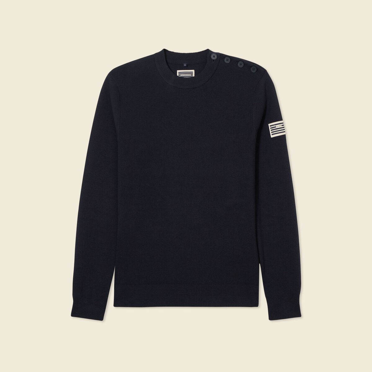 Pull manches longues bleu marine homme