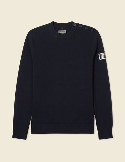 Pull manches longues bleu marine homme