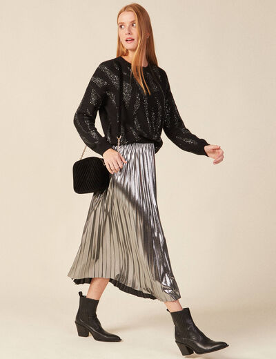 Pull éco-responsable sequins noir femme