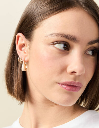 Boucles d'oreilles créoles ecru femme