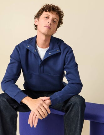 Sweat manches longues bleu fonc&eacute; homme