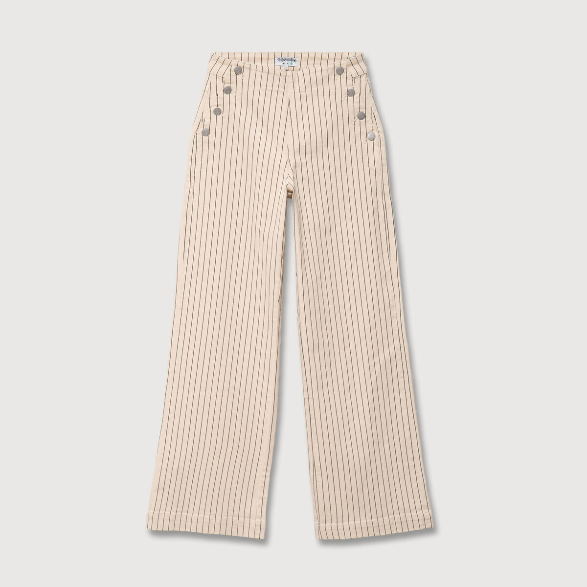 Jeans large taille haute ray&eacute; denim blanc femme