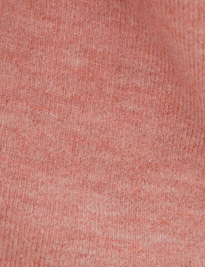 Pull manches longues col en V rose clair femme