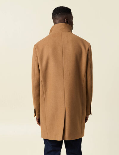 Manteau ajusté boutonné marron homme