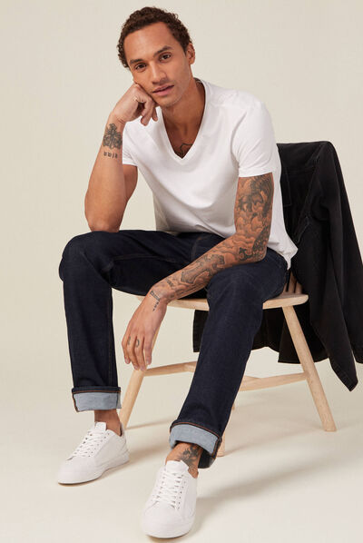 T-shirt col V homme Instinct blanc homme
