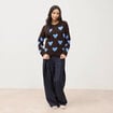 Pull manches longues bouclette col rond marron femme