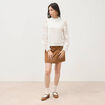 Pull droit col &agrave; volants manches longues ecru femme