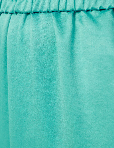 Pantalon large fluide satin bleu turquoise femme