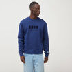Sweat droit col rond brod&eacute; en coton bleu fonc&eacute; homme