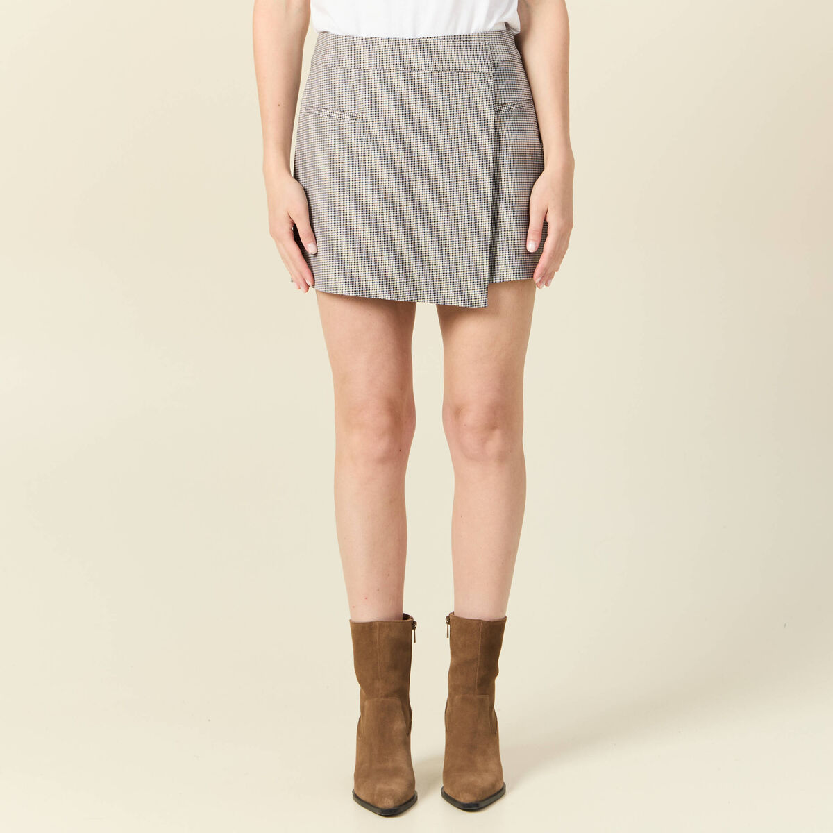 Jupe-short droite bleu marine femme