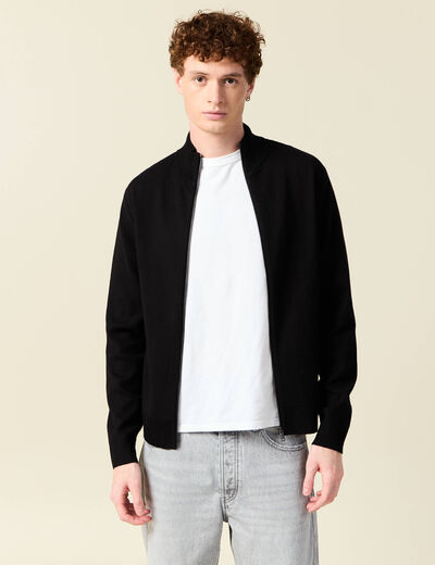 Gilet manches longues zippé noir homme