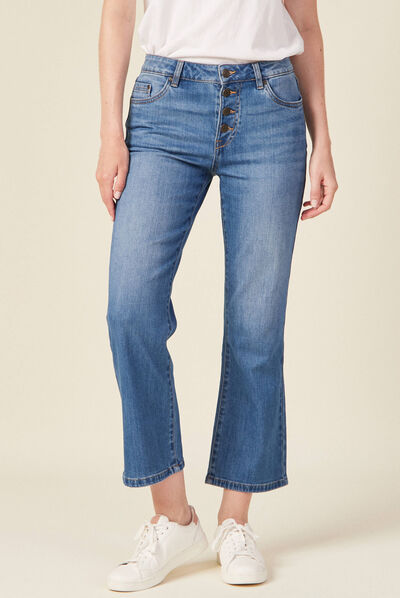 Jeans bootcut 7/8ème denim used femme