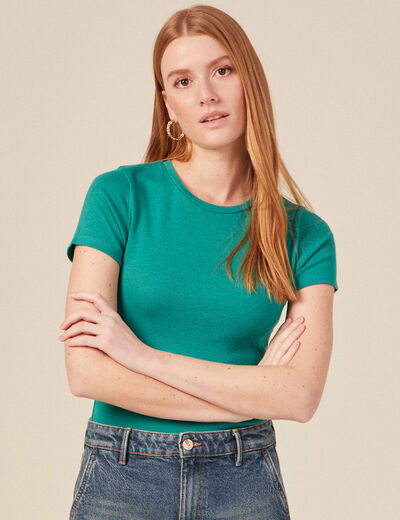 T-shirt manches courtes vert turquoise femme