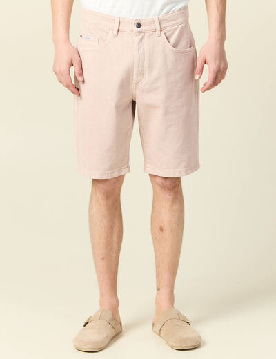 Bermuda droit en jean rose homme