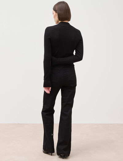 Jeans flare &agrave; pont denim noir femme