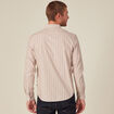 Chemise ray&eacute;e en coton manches longues beige homme