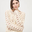 Cardigan droit court manches longues ecru femme