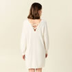 Robe pull droite col bateau creme femme
