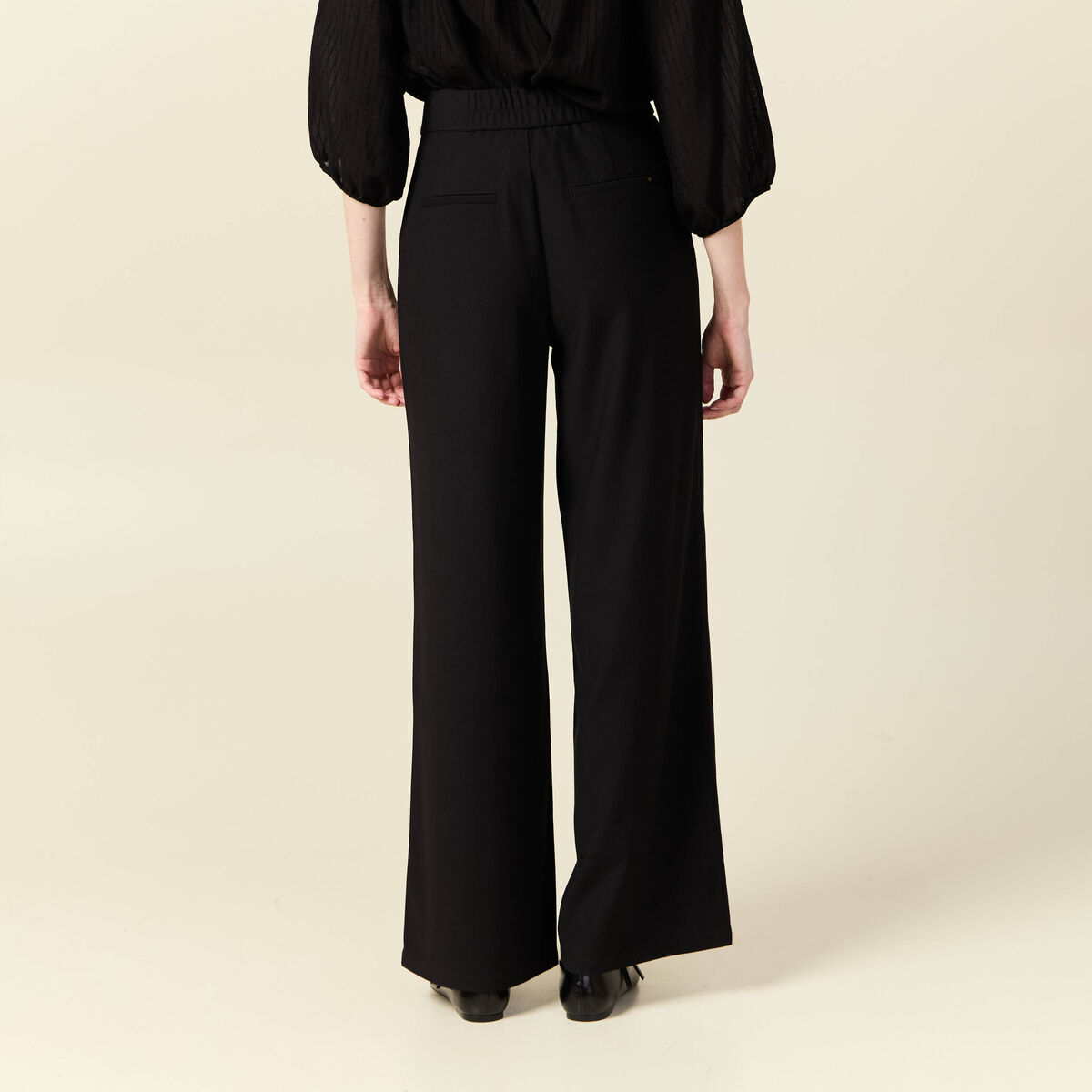 Pantalon large fluide noir femme