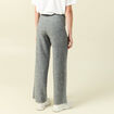 Pantalon large taille haute en maille gris femme