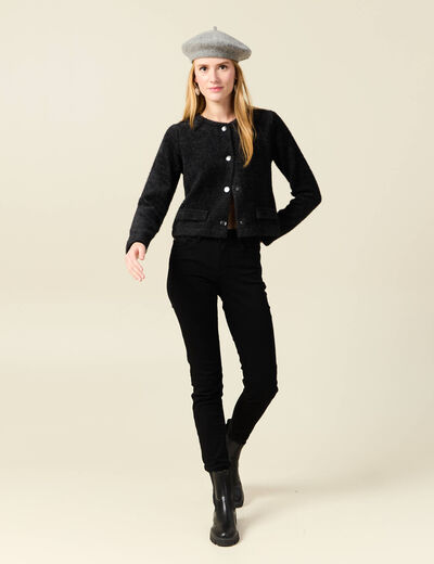 Gilet manches longues gris foncé femme