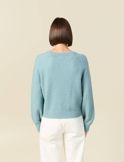 Pull manches longues col rond gris femme