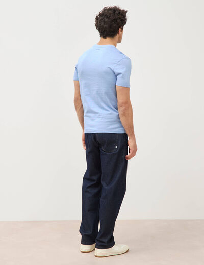 T-shirt cintr&eacute; col rond manches courtes bleu violet homme